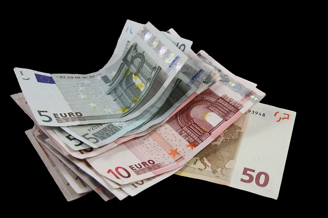 Stack of cash. Euro bills.